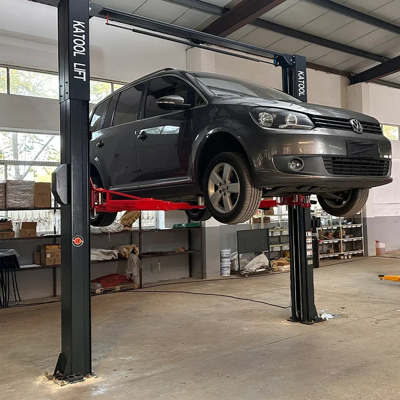 KATOOL KT-AS110D 11,000lb 2-Post Asymmetrical Clearfloor Lift Single Release