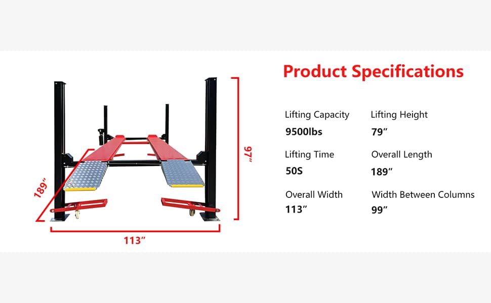Katool 4H950 9,500lbs Heavy Duty 4 Post Parking Car lift