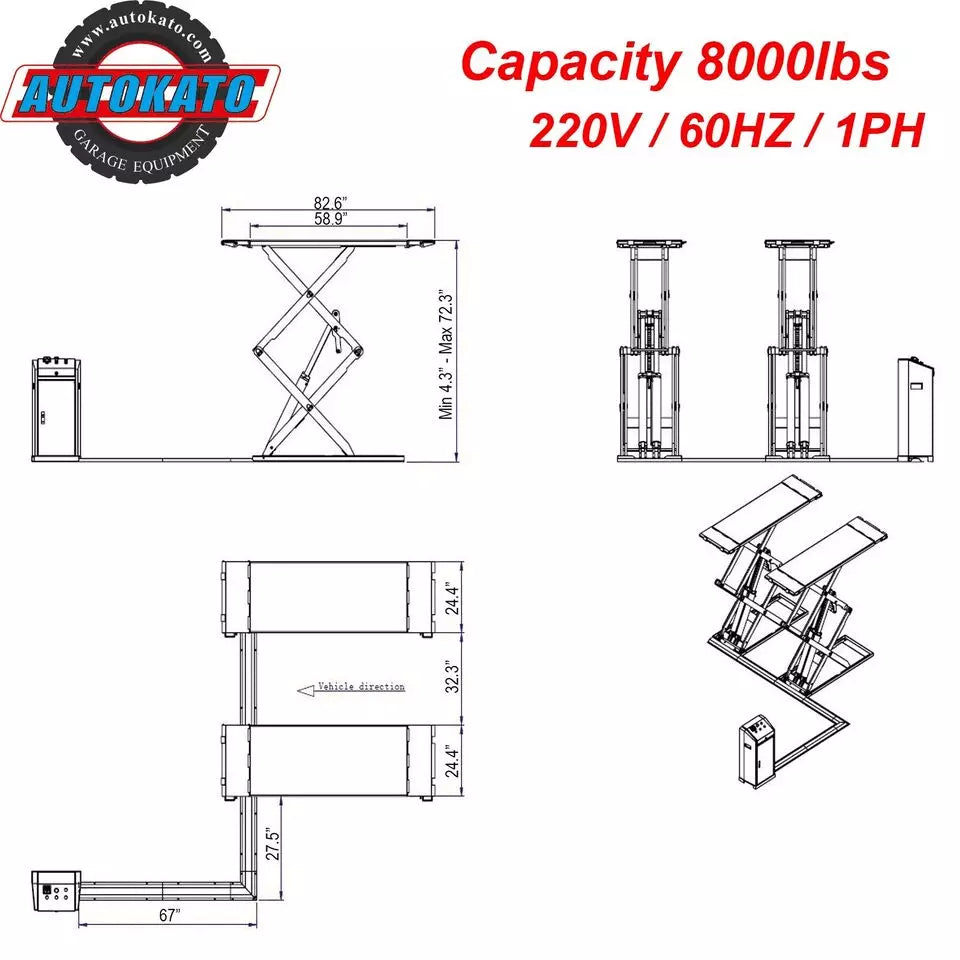 KATOOL AK-X95 Full Rise Scissor Auto Lift Electric Lock Release 220V 1PH
