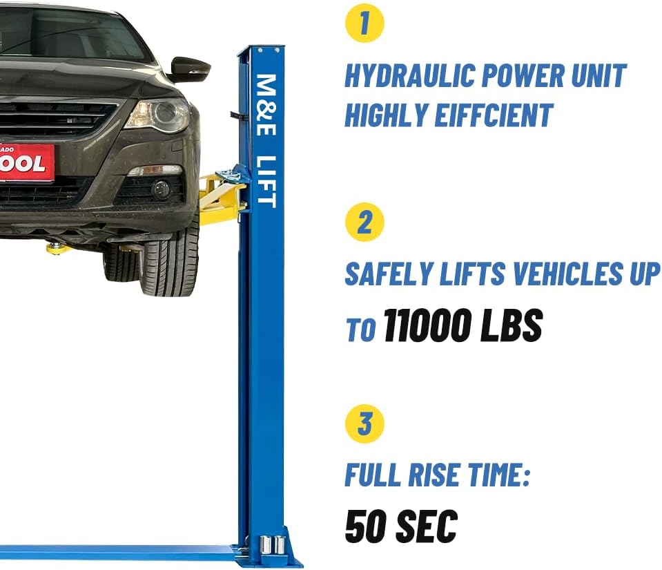 KATOOL ME-H110YS 2 Post Lift 11000LBS (5 Ton) Capacity, 110V or 220V Hydraulic Auto Truck Hoist, 74.8" Max Height for Garage, Workshop, Auto Repair (220V)
