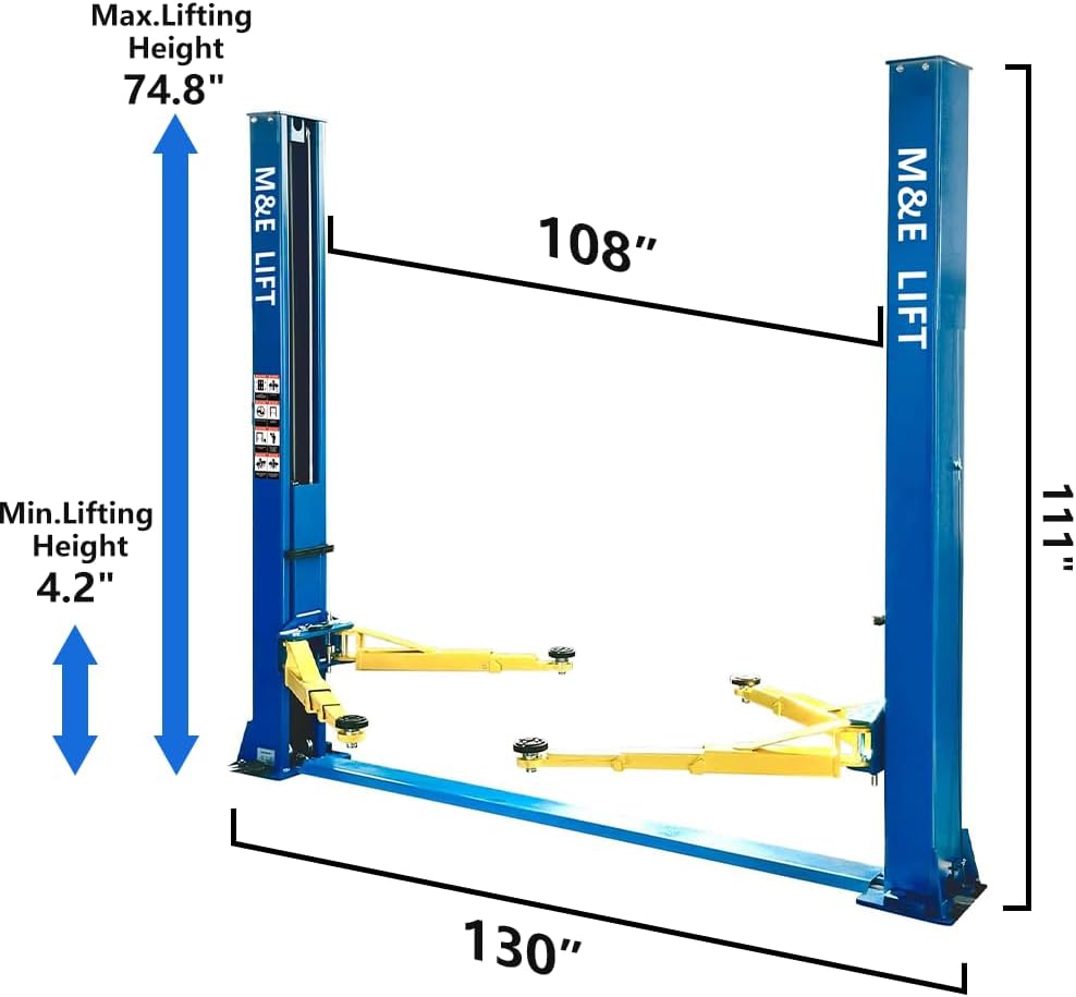 KATOOL ME-H110YS 2 Post Lift 11000LBS (5 Ton) Capacity, 110V or 220V Hydraulic Auto Truck Hoist, 74.8" Max Height for Garage, Workshop, Auto Repair (220V)
