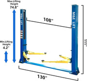KATOOL ME-H110YS 2 Post Lift 11000LBS (5 Ton) Capacity, 110V or 220V Hydraulic Auto Truck Hoist, 74.8" Max Height for Garage, Workshop, Auto Repair (220V)