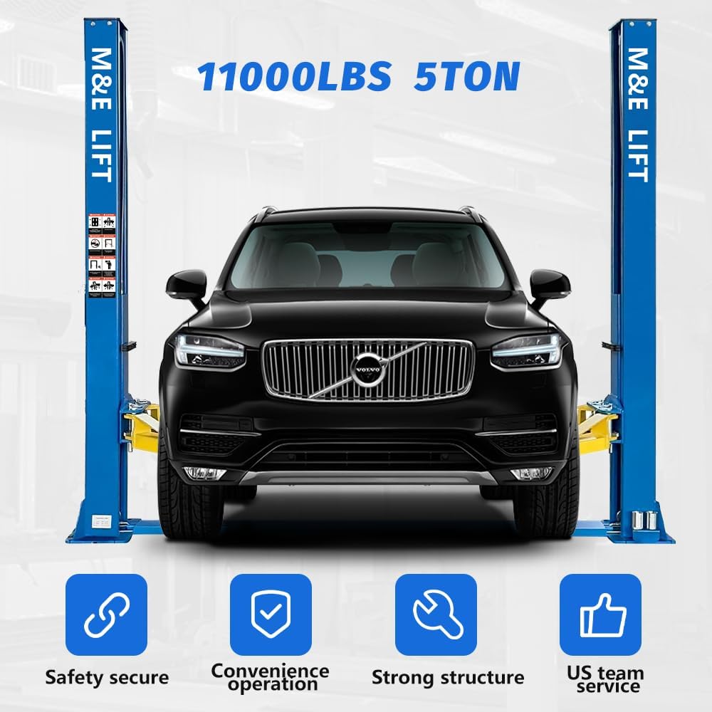KATOOL ME-H110YS 2 Post Lift 11000LBS (5 Ton) Capacity, 110V or 220V Hydraulic Auto Truck Hoist, 74.8" Max Height for Garage, Workshop, Auto Repair (220V)