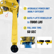 KATOOL ME-H110YS 2 Post Lift 11000LBS (5 Ton) Capacity, 110V or 220V Hydraulic Auto Truck Hoist, 74.8" Max Height for Garage, Workshop, Auto Repair (220V)