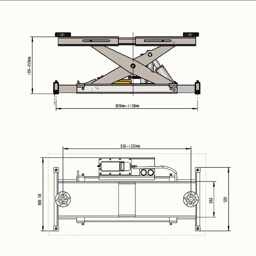 Katool KT-RJ70 7,000 lb Rolling Bridge Jack for Four-Post Lifts