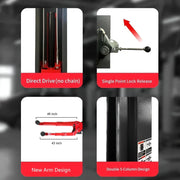 KATOOL KT-AS110D 11,000lb 2-Post Asymmetrical Clearfloor Lift Single Release
