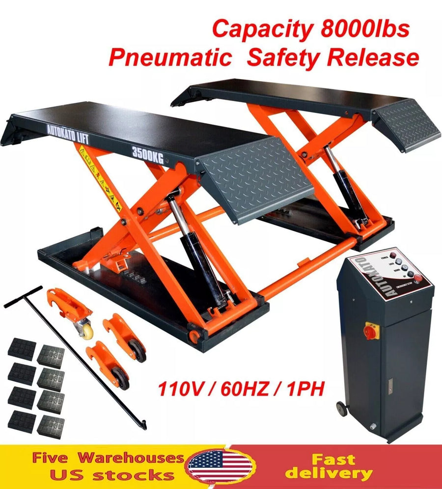 KATOOL AK-X80 Mid-Rise Scissor Lift – 8,000 lbs Capacity,Pneumatic Mobile & Fixed Mount Option