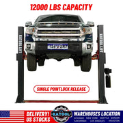 Katool 12000 Lbs Two Post Auto Lift KT-H120D 4HP Single Lock Release 2-Post Car Lift