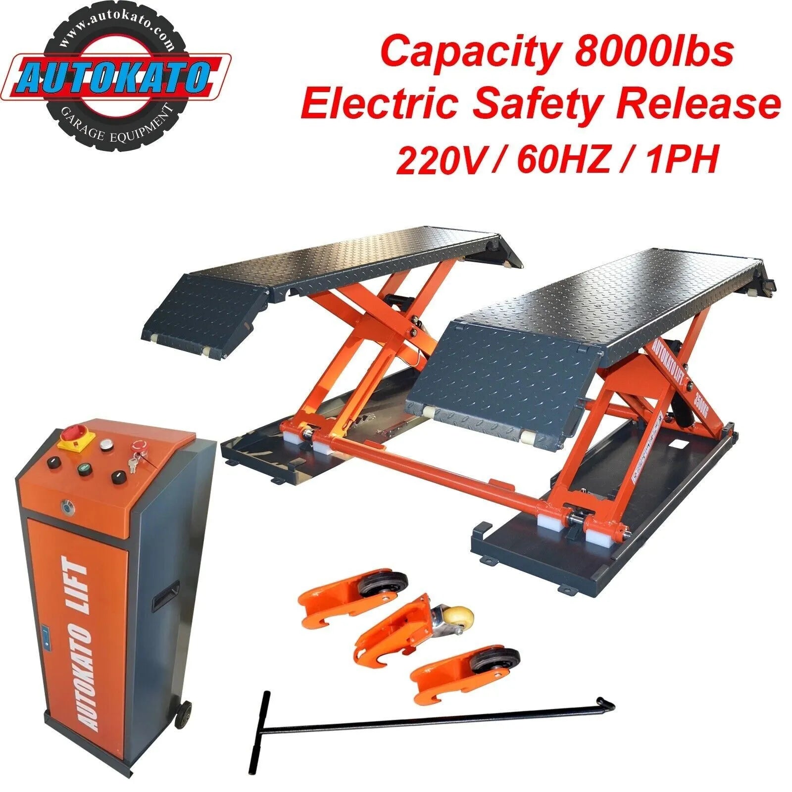 KATOOL AK-X85 Mid Rise Scissor Auto Lift 8000lbs Electric Release 220V/1PH