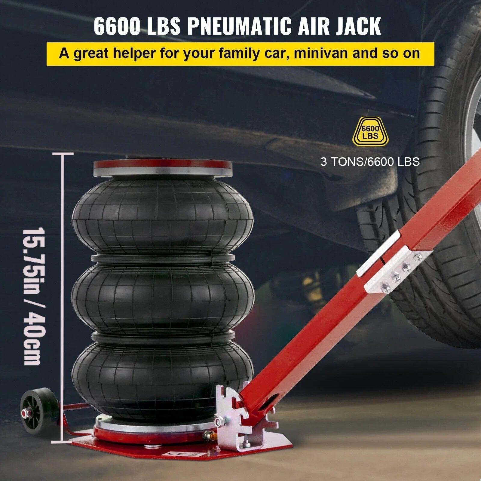 KATOOL Triple Bag Air Jack 3 Ton Pneumatic Jack Car Lift Compressed