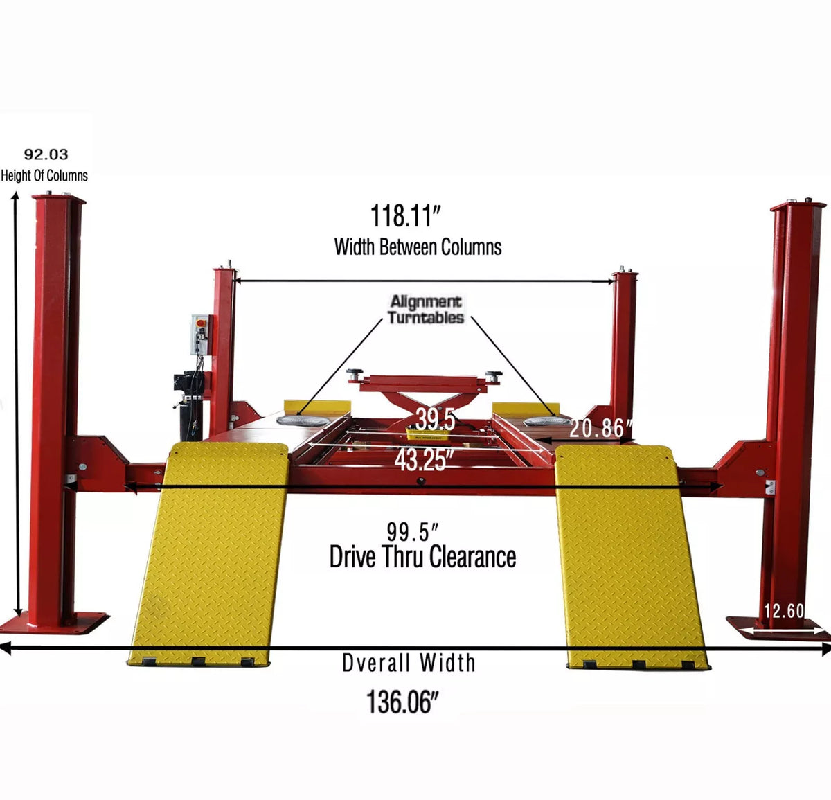 KATOOL KT-4H150 Heavy Duty 4-Post Alignment Lift 15,000lbs. Rolling Jack Included