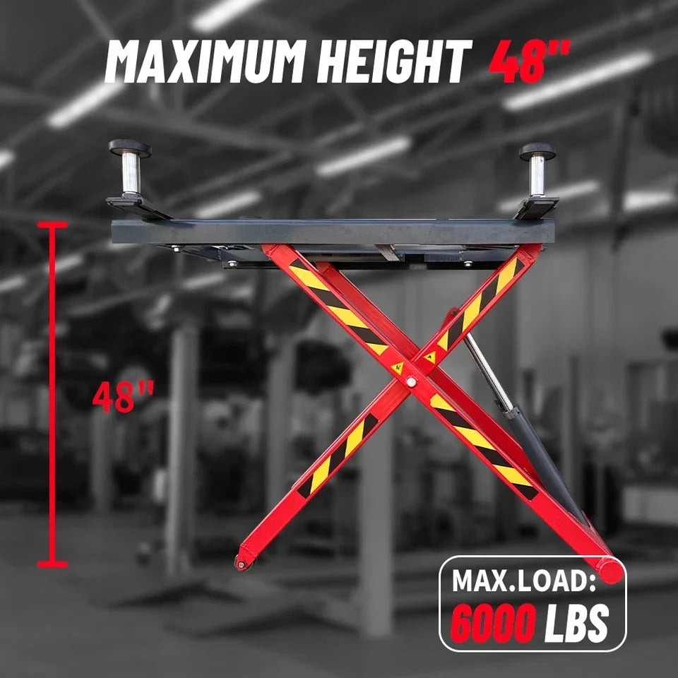 KATOOL Car Lift 6000LB Portable Mid Rise Scissor Lift 48" Lifting Height KT-X66
