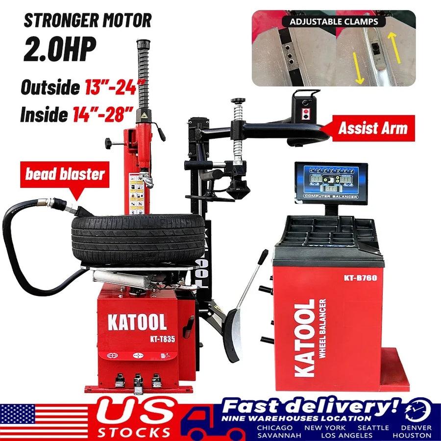 Katool Tire Changer Wheel Machine KT-T835 and Wheel Balancer KT-B760 Tire Repair