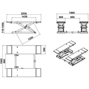 KATOOL AK-X80 Mid-Rise Scissor Lift – 8,000 lbs Capacity,Pneumatic Mobile & Fixed Mount Option